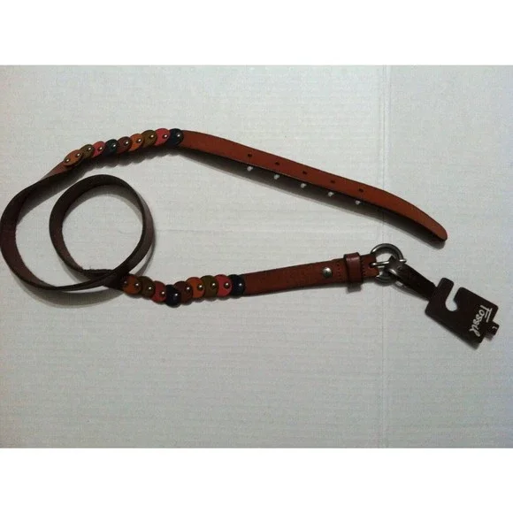 FOSSIL WOMENS NEW BROWN LEATHER BELT SIZE: L  LENGTH: 44\